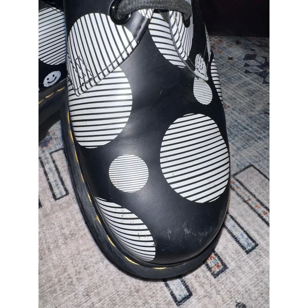 Dr. Martens Unisex 1461 Black + White Polka Dot Smooth Leather‎ Platforms L10/M9